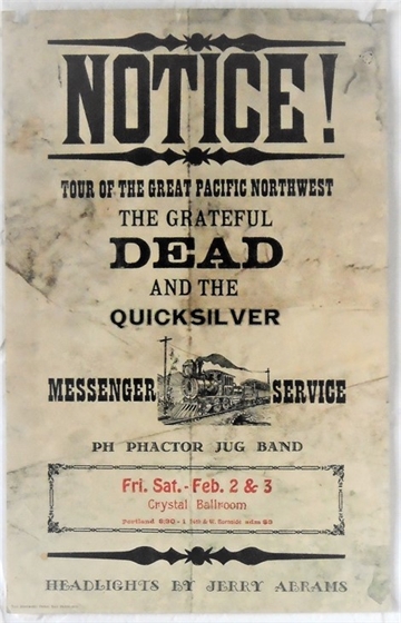 Concertposterauction.com - Grateful Dead Quicksilver NOTICE! 1968 ...