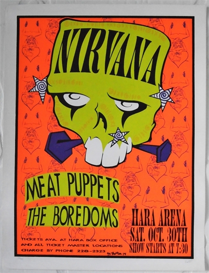 Concertposterauction.com - Nirvana Meat Puppets Hara Arena Dayton OH 1993  Lee Bolton S/N Silkscreen Poster