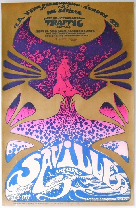 Hapshash and the Coloured Coat Pink Floyd Jimi Hendrix Saville Theatre  Poster