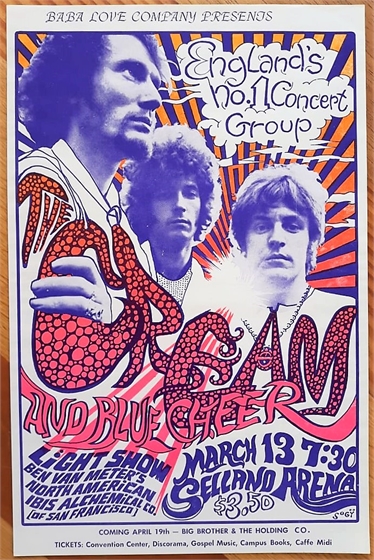 Concertposterauction.com - Cream Blue Cheer Selland Arena Fresno 1968 ...