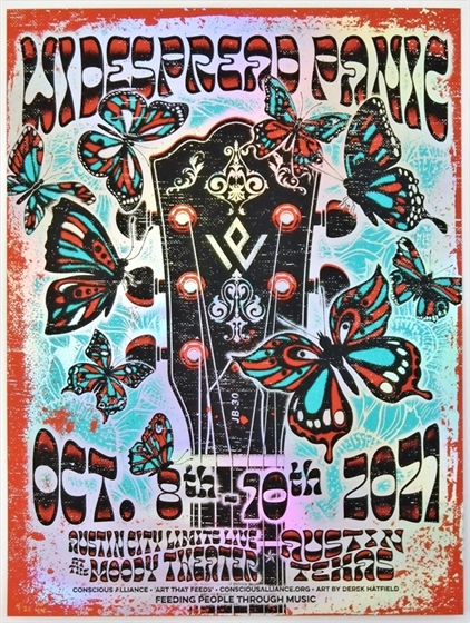Widespread Panic Austin TX 2021 Derek Hatfield S/N 4/20 FOIL Silkscreen Poster