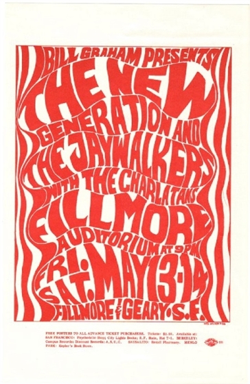 BG 6 New Generation Jaywalkers 1966 Wes Wilson Fillmore Handbill