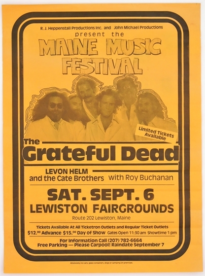 Grateful Dead Roy Buchanan Levon Helm Lewiston Maine 1980 Poster + Ticket Stub