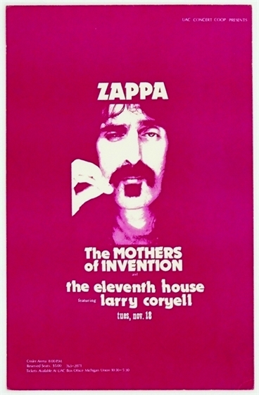 Frank Zappa & the Mothers of Invention Ann Arbor MI 1975 Concert Poster