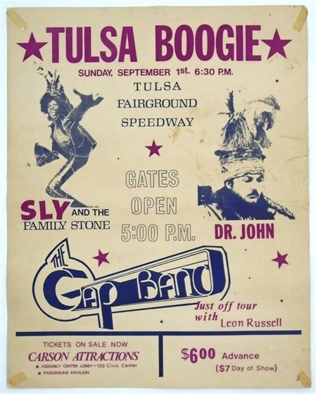 Sly & the Family Stone Dr. John Gap Band 1974 Tulsa OK Concert Poster