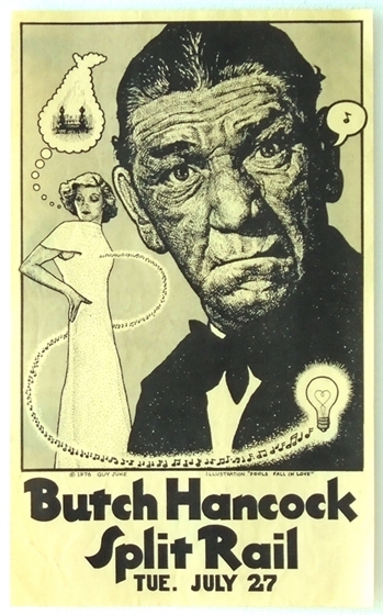 Butch Hancock Split Rail Austin TX 1976 Guy Juke Concert Flyer