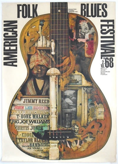  - American Folk & Blues Festival Frankfurt Germany  1968 Gunther Kieser Poster