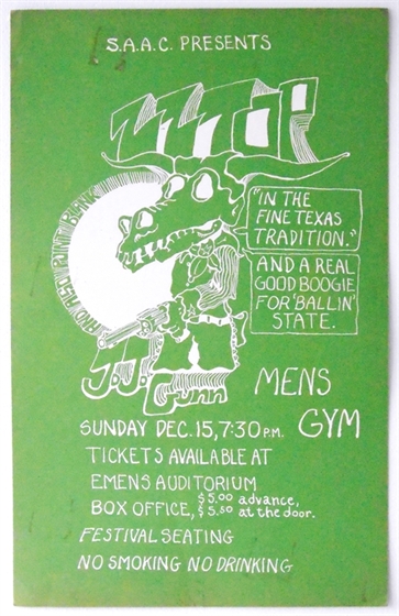 ZZ Top Jo Jo Gunne Ball State University 1974 Cardboard Concert Poster