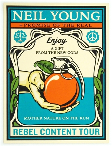 Neil Young & Promise of the Real Rebel Content Tour 2015 Shepard Fairey Poster