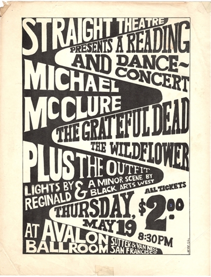 Grateful Dead Wildflower 1966 Avalon Straight Theatre Benefit AOR 2.16 Flyer