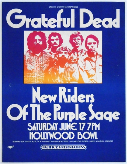 Grateful Dead Hollywood Bowl 1972 AOR 4.122 Poster PIGPEN'S FINAL SHOW