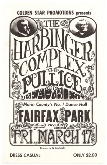 The Harbinger Complex Fairfax Park Marin County CA 1967 Concert Handbill