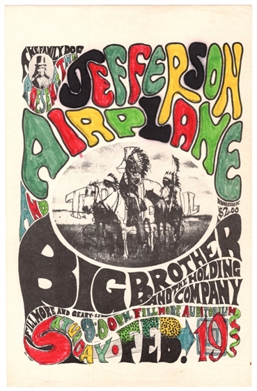FD 1 "Tribal Stomp" 1966 Wes Wilson Fillmore Handbill HAND-COLORED