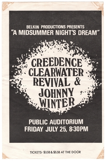 Creedence Clearwater Revival Johnny Winter Cleveland OH 1969 Concert Handbill