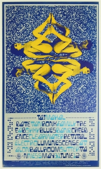 FD 121 Creedence Clearwater Revival Taj Mahal 1968 Avalon Ballroom Poster BLUE