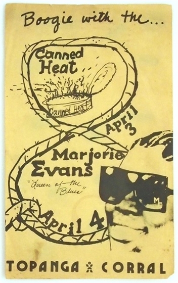 Canned Heat Marjorie Evans Topanga Corral 1981 Concert Flyer