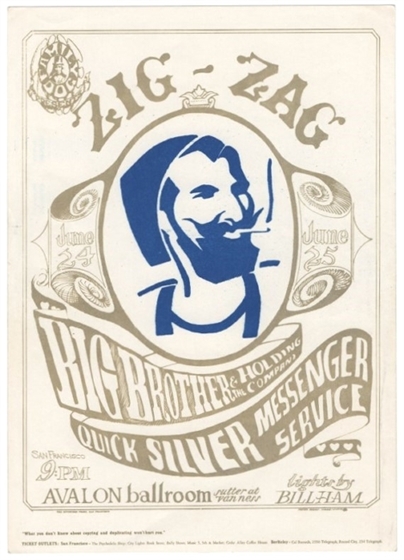 FD 14 "Zig-Zag Man" Big Brother Quicksilver Mouse/Kelley 1966 Avalon Handbill