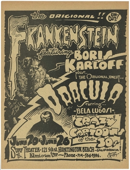 Rick Griffin Frankenstein + Dracula Surf Theater Huntington Beach CA 1971 Flyer