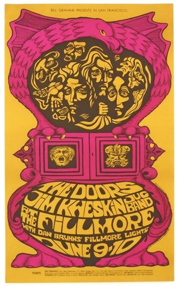 BG 67 The Doors Jim Kweskin Jug Band 1967 Bonnie MacLean Fillmore Poster