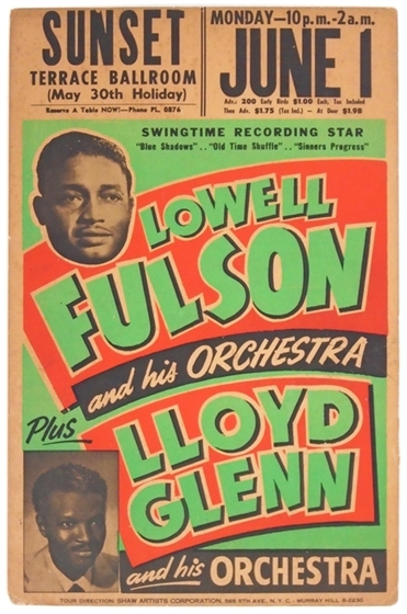 Lowell Fulson Sunset Terrace Ballroom Indianapolis IN AOR 1.28 Cardboard Poster