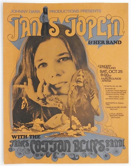 Janis Joplin James Cotton Blues Band Oklahoma City 1969 Concert Poster