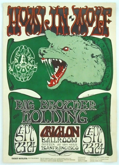 FD 27 Howlin' Wolf Big Brother Mouse/Kelley Avalon Ballroom 1966 Concert Poster