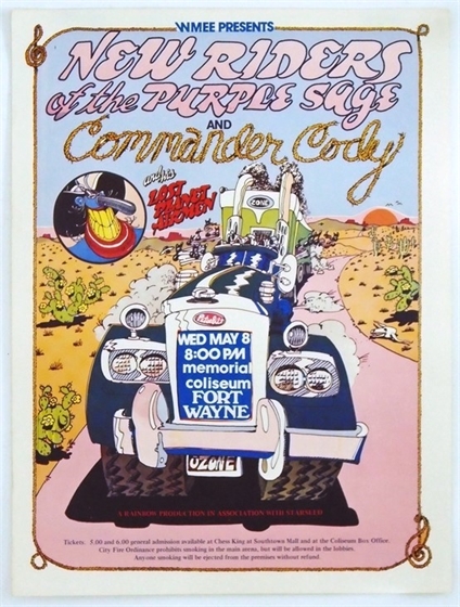 New Riders of the Purple Sage Commander Cody AOR 4.197 ALTERNATE Concert Poster