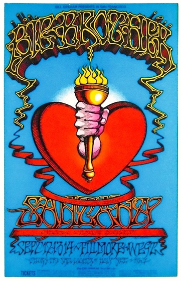 BG 136 Big Brother Santana Rick Griffin Heart & Torch 1968 Fillmore West Poster