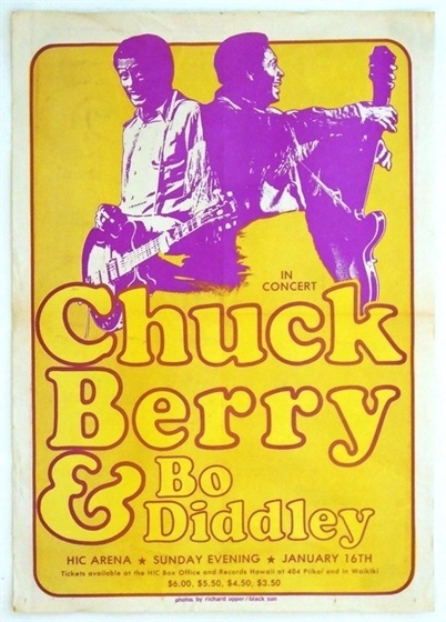 Chuck Berry Bo Diddley H.I.C. Arena Honolulu HI 1972 Concert Poster