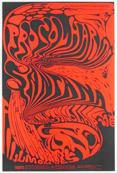 BG 143 Procol Harum Santana 1968 Lee Conklin Fillmore West Concert Poster