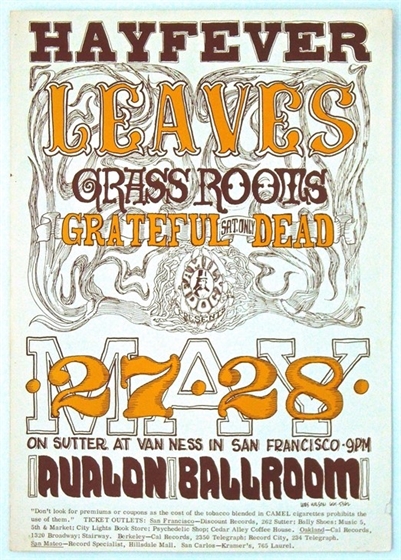 FD 10 "Hayfever" Grateful Dead Leaves Wes Wilson 1966 Avalon Ballroom Poster