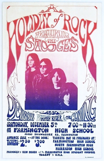 The Stooges "Holiday of Rock" Farmington MI High School 1970 Concert Poster