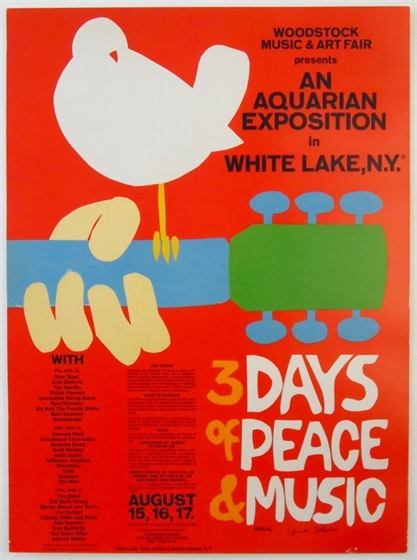 Woodstock White Lake NY Arnold Skolnick SIGNED AOR 3.1 SMALL Festival Poster