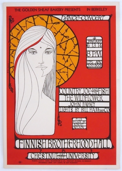 Country Joe & the Fish Finnish Brotherhood Hall Berkeley 1967 AOR 2.270 Poster