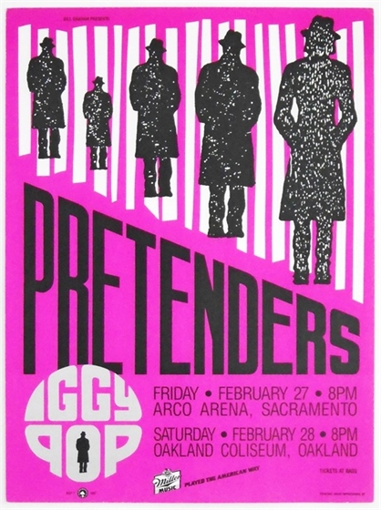 The Pretenders Iggy Pop Sacramento Oakland 1987 BGP 7 AOR 5.5 Concert Poster