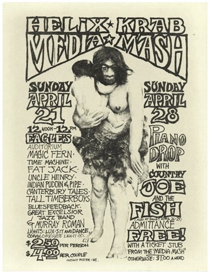 Helix KRAB Media Mash Eagles Auditorium Piano Drop 1968 Benefit Concert Flyer