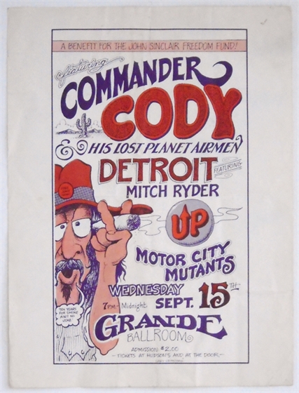 Commander Cody John Sinclair Benefit Gary Grimshaw 1971 Grande Ballroom Flyer