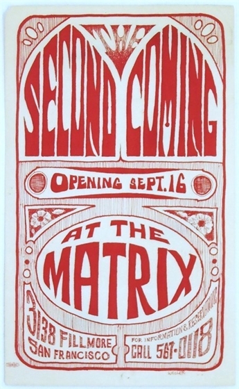 The Second Coming Matrix 1966 XL Tom Weller Concert Flyer