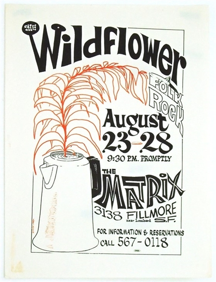 Wildflower Matrix SF 1966 Jon Adams Concert Poster