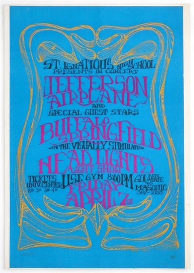 Jefferson Airplane Buffalo Springfield USF Gym AOR 2.241 Concert Poster