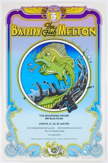 Barry "the Fish" Melton Boarding House SF 1978 AOR 4.9 Concert Poster